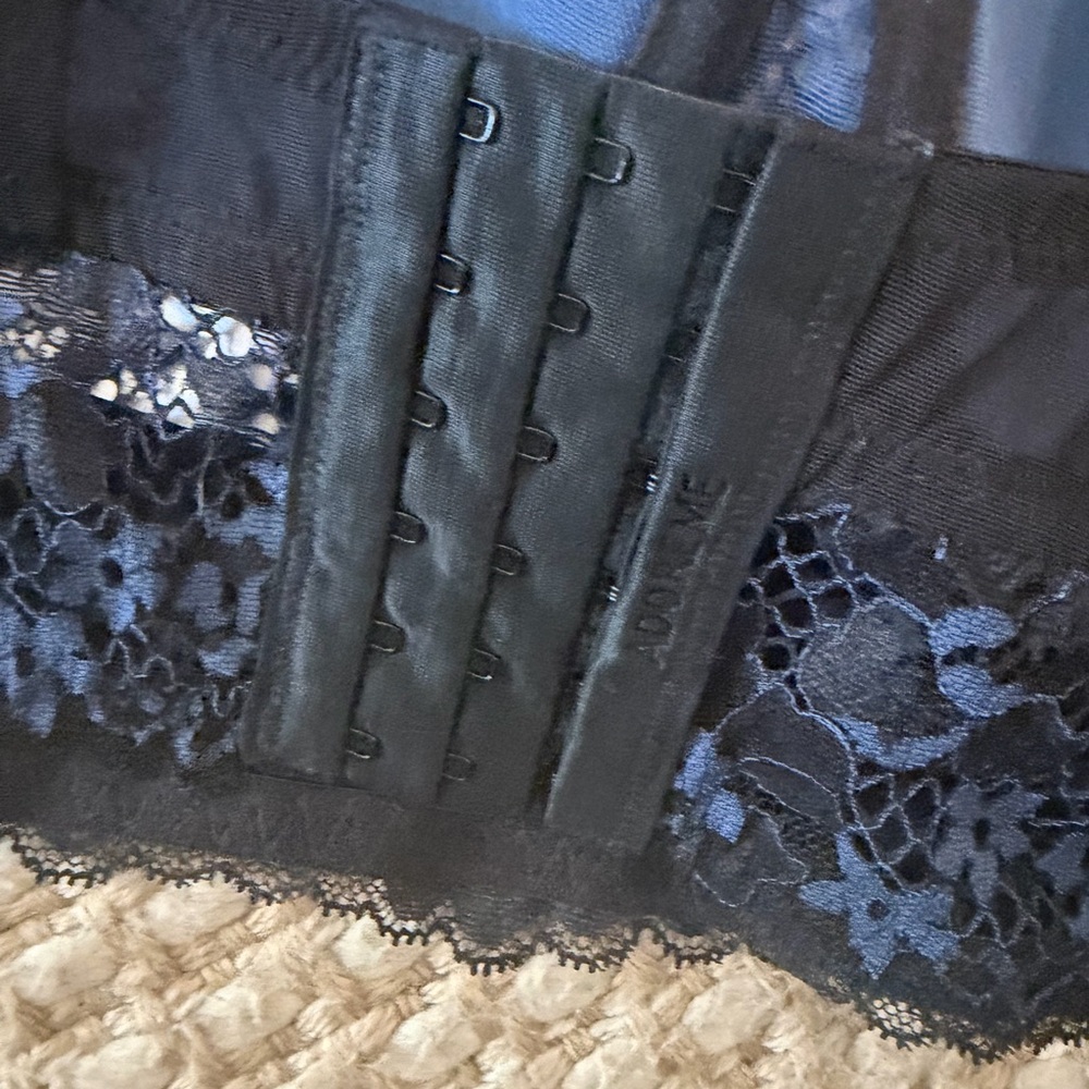 Adore Navy and Black Floral Lace Longline Bra - Picture 4 of 9